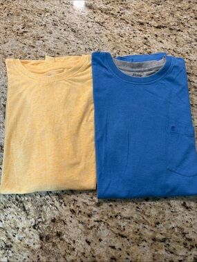 2 Pc Bundle Casual Tees T Shirts Blue & Yellow Izod & Island Shores XL